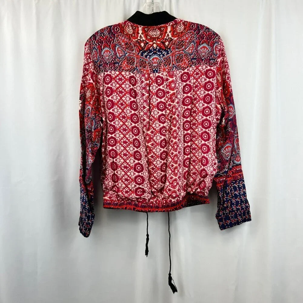 Angie Women’s Paisley Jacket Full Zip Red/Multi Size Large